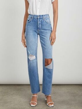 Rails Topanga Vintage Straight Leg Jeans in Faded Blue Destroy